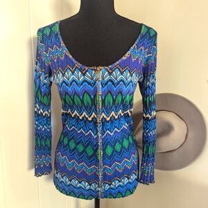 Cache Studded Zip Up Top S Maximalist 90s Y2K Art Deco Rebel Punk Glam Rock